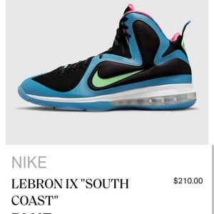 NEW Nike Labron 9 South Coast Size 15
